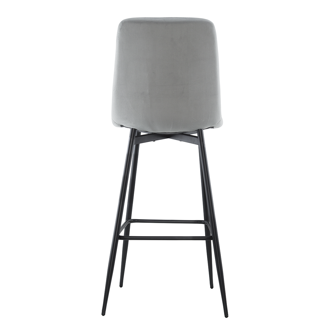 Set 4 tabourets velours VELVETTE, dossier, repose-pieds, pied noir