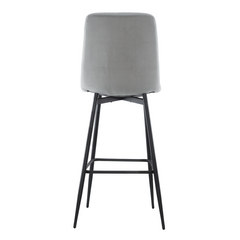 Set 4 tabourets velours VELVETTE, dossier, repose-pieds, pied noir