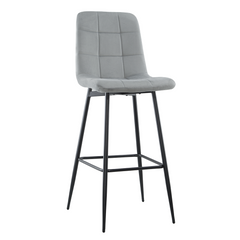 Set 4 tabourets velours VELVETTE, dossier, repose-pieds, pied noir