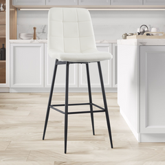 Set 4 tabourets velours VELVETTE, dossier, repose-pieds, pied noir