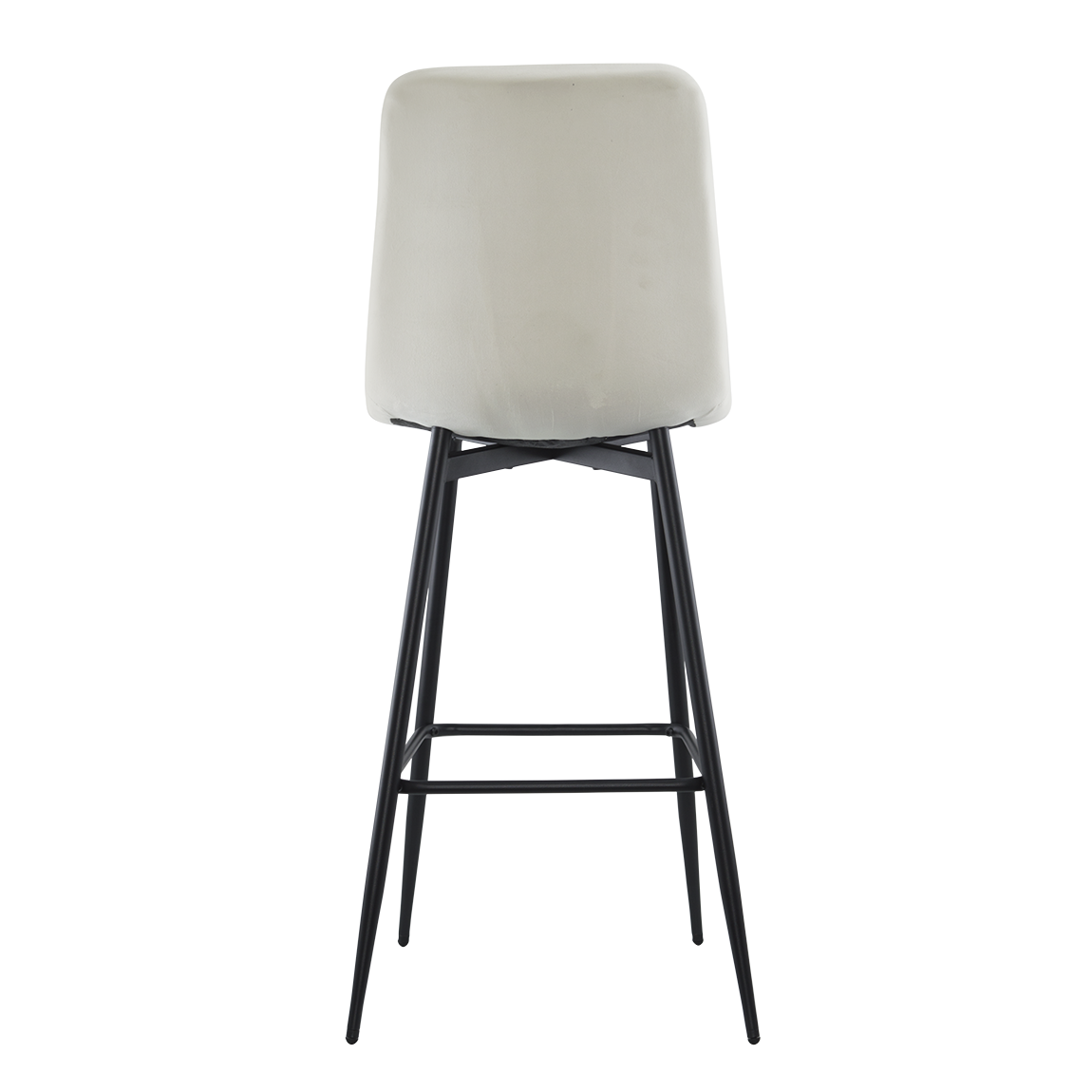 Set 4 tabourets velours VELVETTE, dossier, repose-pieds, pied noir