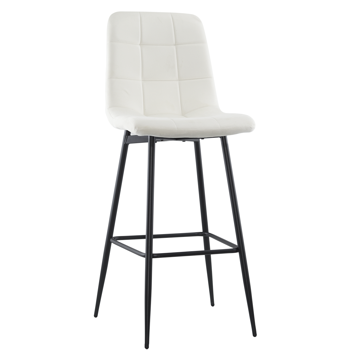 Set 4 tabourets velours VELVETTE, dossier, repose-pieds, pied noir