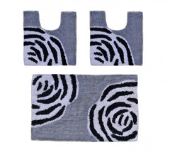 2624 - Ensemble de 3 tapis de salle de bain décor FLOWER