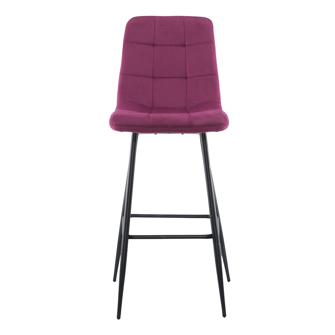 Set 4 tabourets velours VELVETTE, dossier, repose-pieds, pied noir
