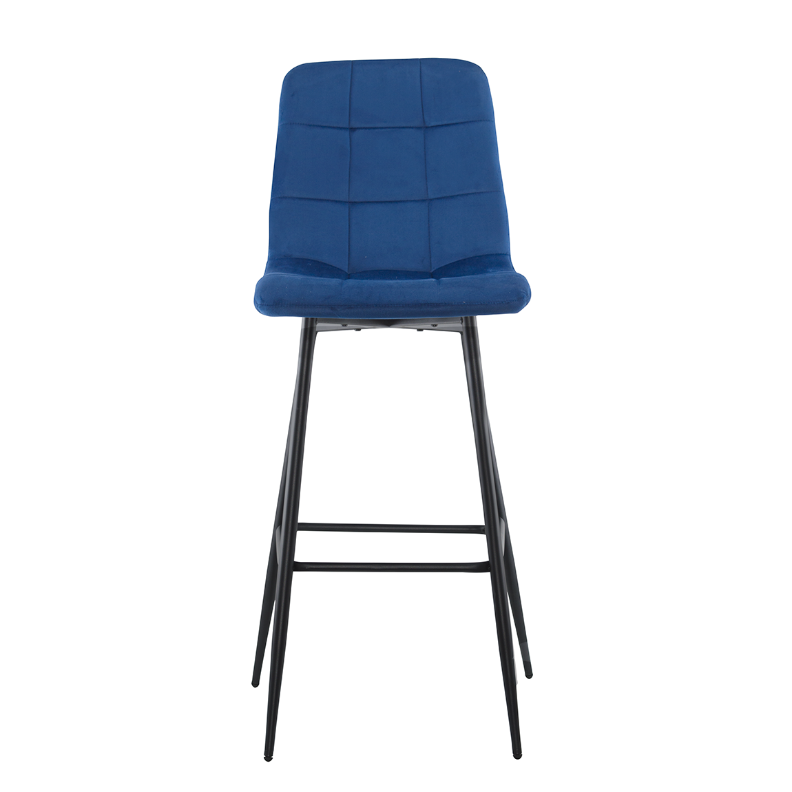 Set 4 tabourets velours VELVETTE, dossier, repose-pieds, pied noir