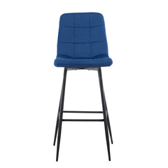 Set 4 tabourets velours VELVETTE, dossier, repose-pieds, pied noir
