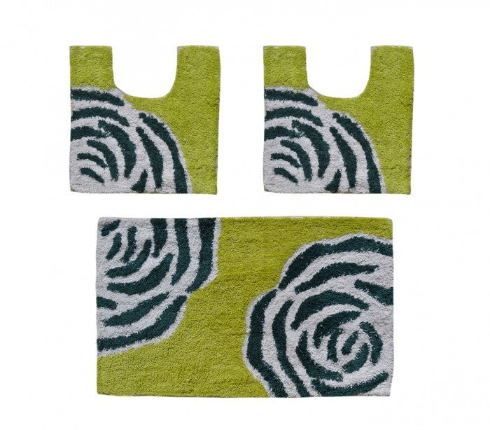 2624 - Ensemble de 3 tapis de salle de bain décor FLOWER