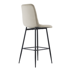 Set 4 tabourets velours VELVETTE, dossier, repose-pieds, pied noir