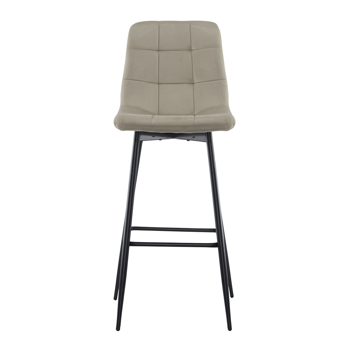 Set 4 tabourets velours VELVETTE, dossier, repose-pieds, pied noir