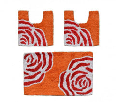 2624 - Ensemble de 3 tapis de salle de bain décor FLOWER