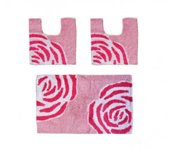 2624 - Ensemble de 3 tapis de salle de bain décor FLOWER
