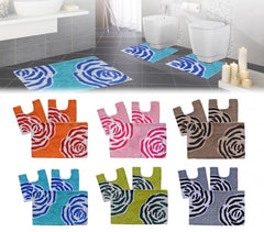 2624 - Ensemble de 3 tapis de salle de bain décor FLOWER