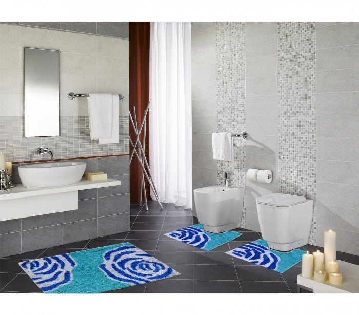2624 - Ensemble de 3 tapis de salle de bain décor FLOWER