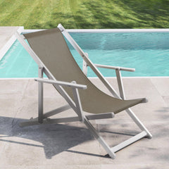 2 Chaises Longues Pliantes Napoli, Accoudoirs, Alu et Textilène
