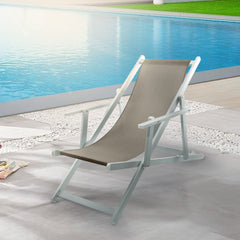 2 Chaises Longues Pliantes Napoli, Accoudoirs, Alu et Textilène