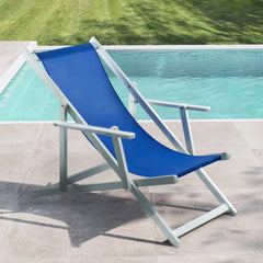 2 Chaises Longues Pliantes Napoli, Accoudoirs, Alu et Textilène