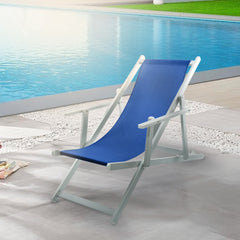 2 Chaises Longues Pliantes Napoli, Accoudoirs, Alu et Textilène