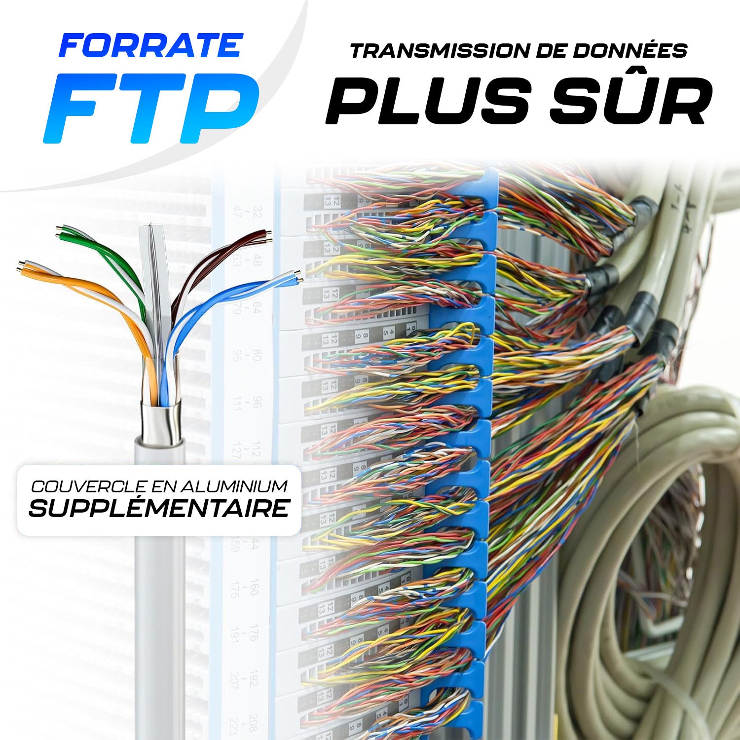 Câble Ethernet 100m CAT6 FTP Câble Réseau LAN AWG23 4P Imperméable Non Blindé