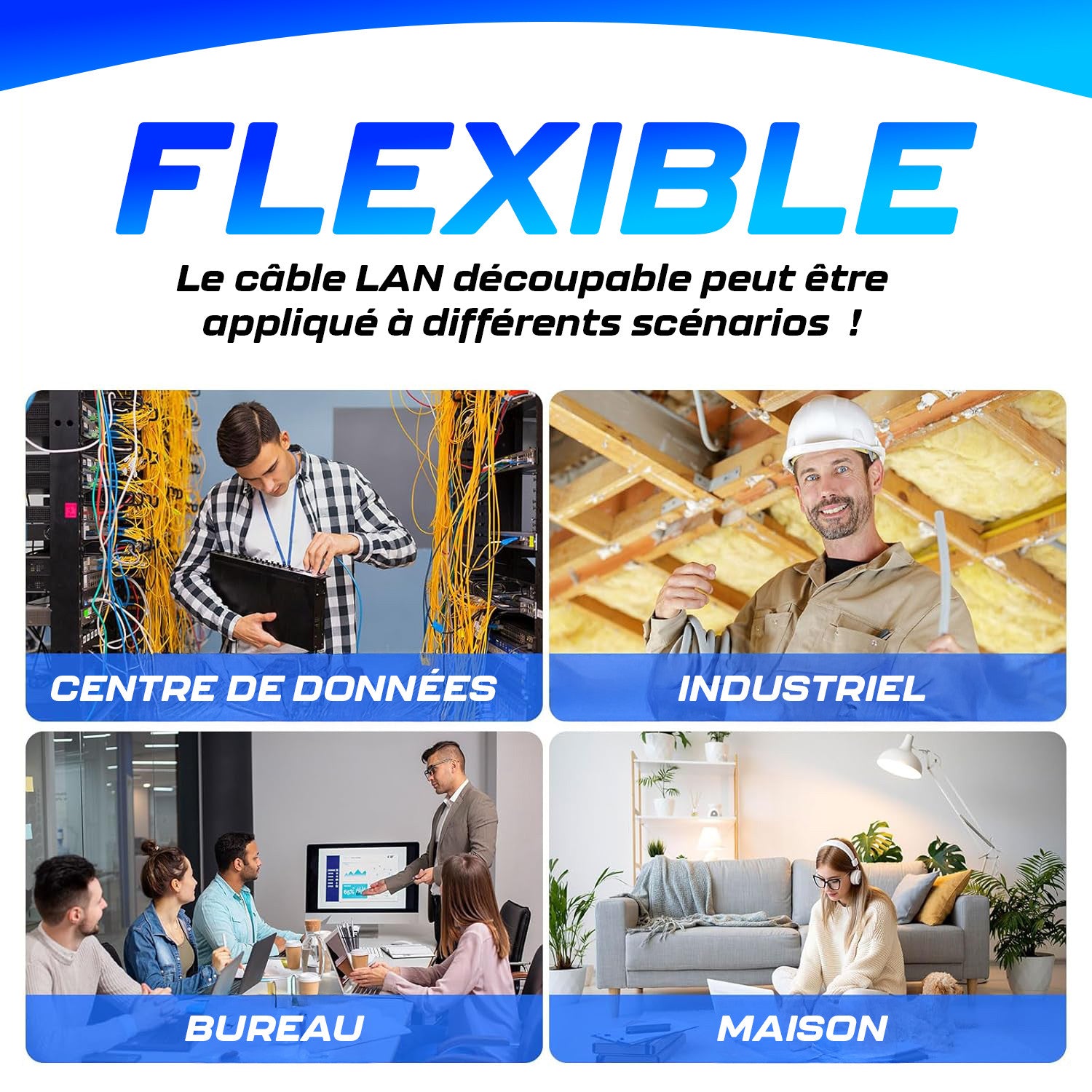 Câble Ethernet 100m CAT6 FTP Câble Réseau LAN AWG23 4P Imperméable Non Blindé