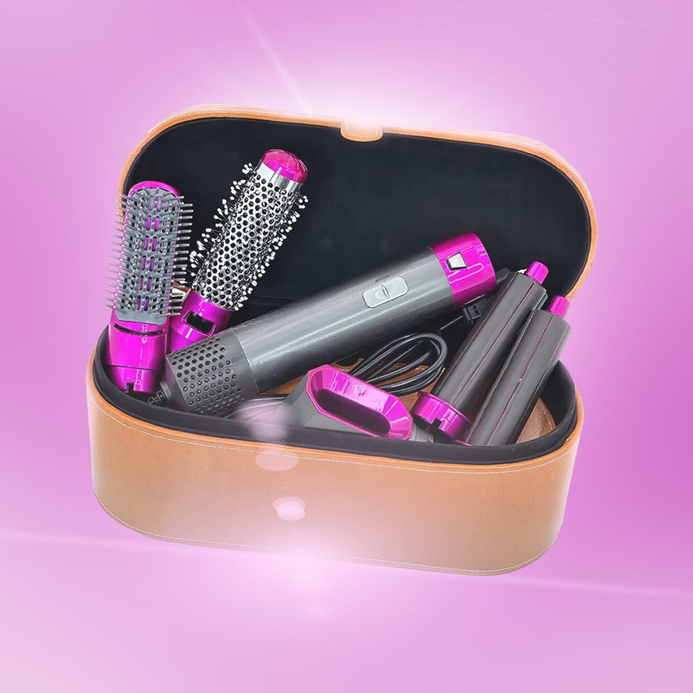 Asciugacapelli 5 en 1 avec coffret 1000W 5 accessoires brosse et fer à friser