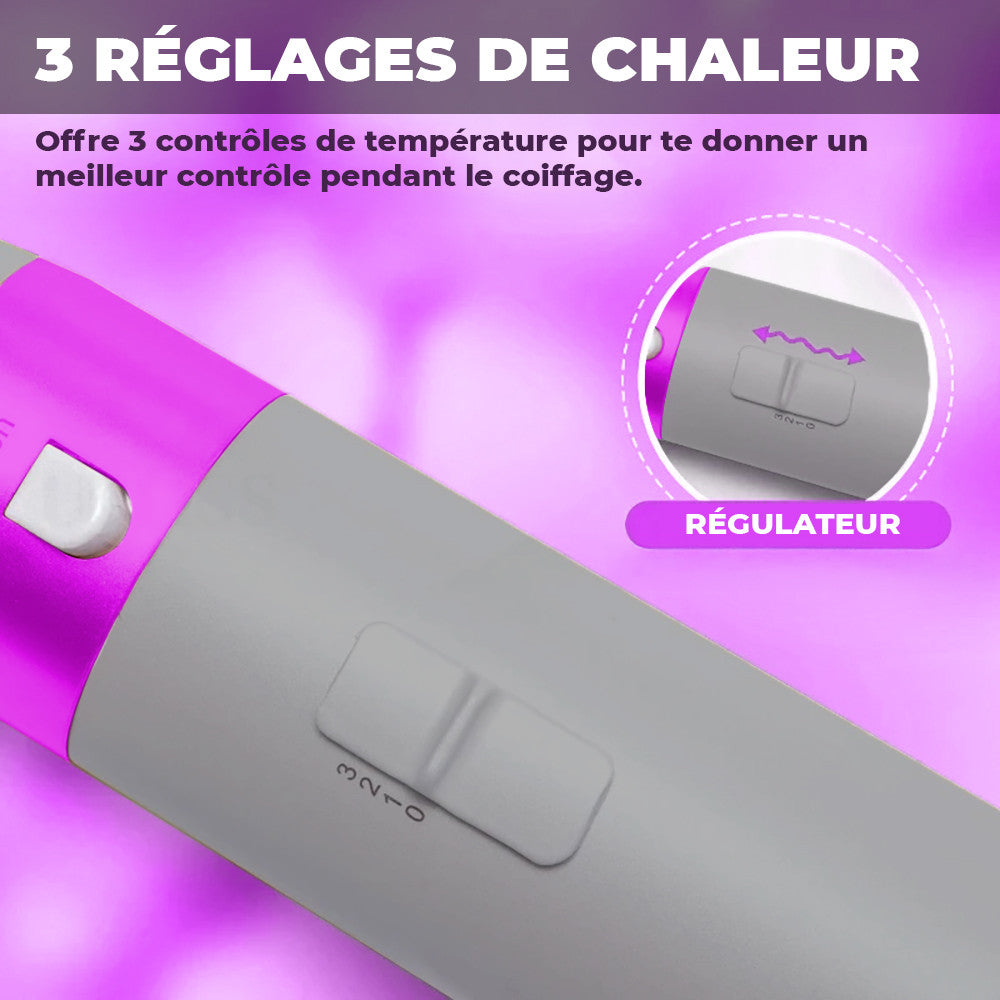 Asciugacapelli 5 en 1 avec coffret 1000W 5 accessoires brosse et fer à friser