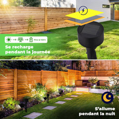 Lampe à recharge solaire 37 cm pour extérieur avec piquet plantable pour jardin