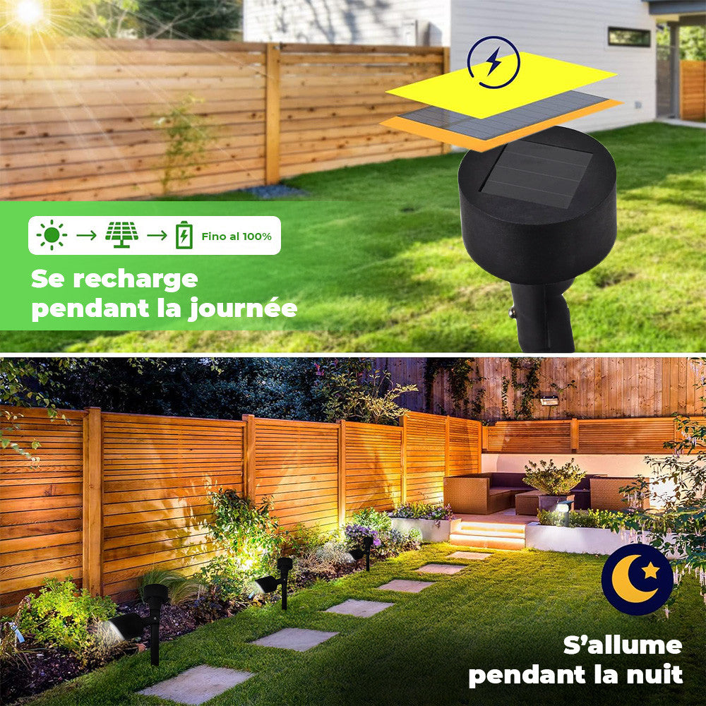 2 pcs Lampe solaire rechargeable 37 cm pour extérieur avec piquet pour jardin