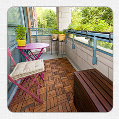 Pack 6 carreaux en bois d'acacia effet bois revêtement extérieur 30x30x2.5 cm