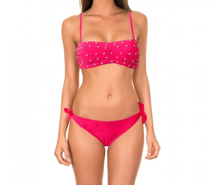 16308 Maillot bikini bandeau mod. Flawless avec des perles by MWS AHEAD