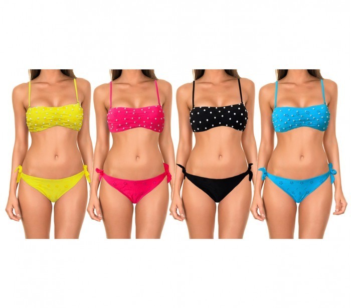 16308 Maillot bikini bandeau mod. Flawless avec des perles by MWS AHEAD