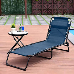 Transat en Textilène Design Cordonné, Pliable avec Dossier Inclinable.