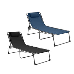 Transat en Textilène Design Cordonné, Pliable avec Dossier Inclinable.