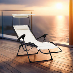 2 pièces Chaise longue Gravity Zero pliable et inclinable avec pare-soleil