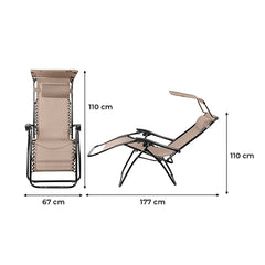 2 pièces Chaise longue Gravity Zero pliable et inclinable avec pare-soleil