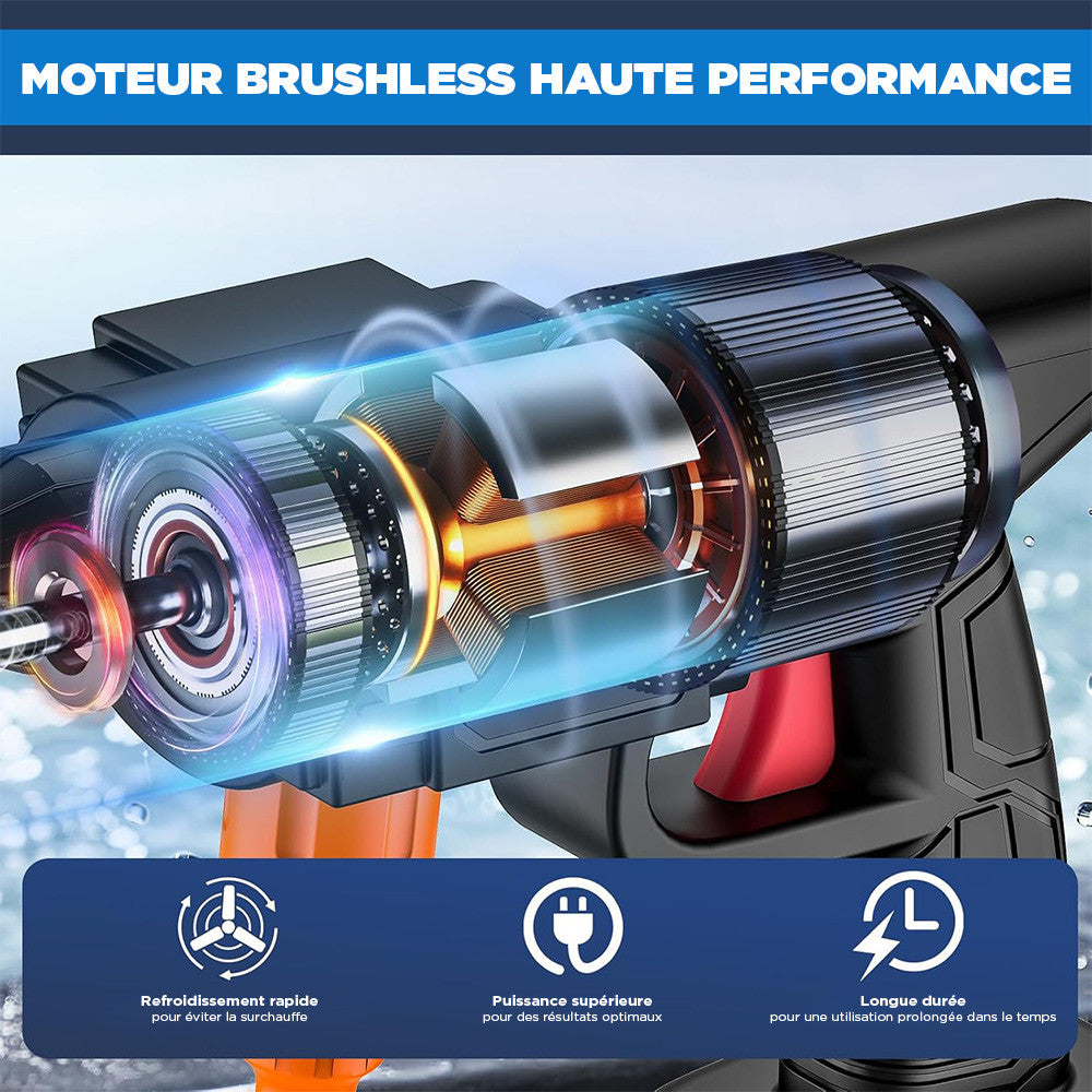 Kit nettoyeur haute pression/souffleur 48V, 1050W, sans fil, avec 2 batteries.