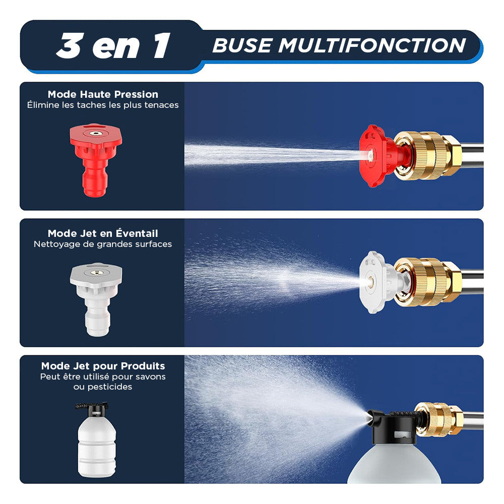 Kit nettoyeur haute pression/souffleur 48V, 1050W, sans fil, avec 2 batteries.