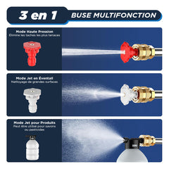 Kit nettoyeur haute pression/souffleur 48V, 1050W, sans fil, avec 2 batteries.