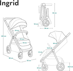 Poussette LIONELO INGRID 6-48 mois Pliable Dossier et repose-pieds réglables