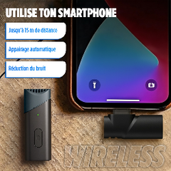 Microphone sans fil Type-C – Autonomie 6 heures, portée 10-15 m