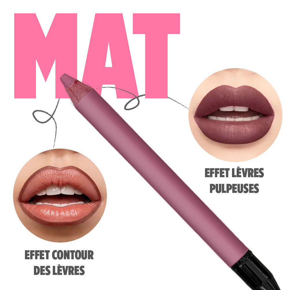 Crayon à lèvres mat waterproof avec pinceau plat pour estomper