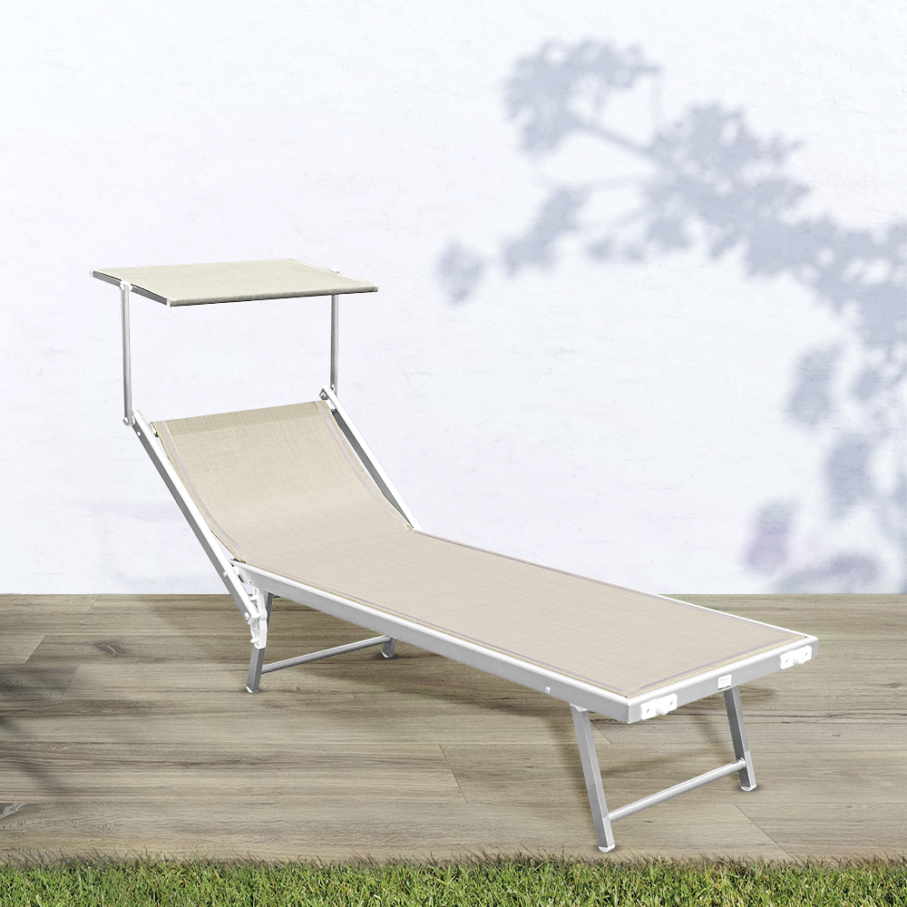 Lit de soleil LUXURIOUS avec parasol en aluminium, dossier inclinable 180x60x40