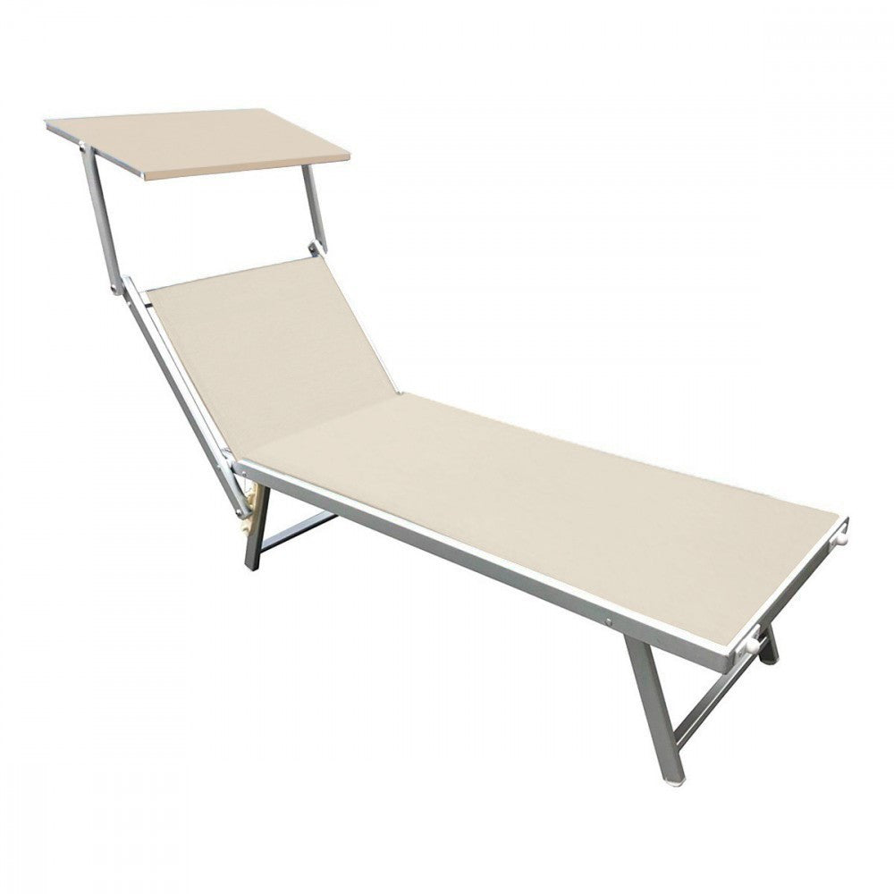 Lit de soleil LUXURIOUS avec parasol en aluminium, dossier inclinable 180x60x40