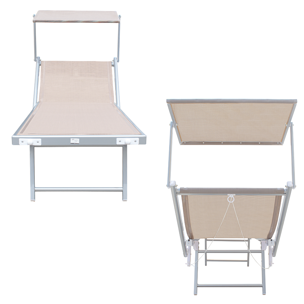 Lit de soleil LUXURIOUS avec parasol en aluminium, dossier inclinable 180x60x40