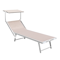 Lit de soleil LUXURIOUS avec parasol en aluminium, dossier inclinable 180x60x40