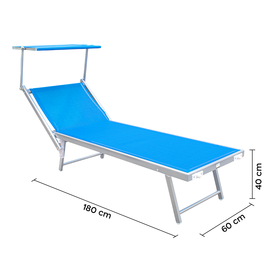 Lit de soleil LUXURIOUS avec parasol en aluminium, dossier inclinable 180x60x40
