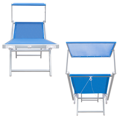 Lit de soleil LUXURIOUS avec parasol en aluminium, dossier inclinable 180x60x40