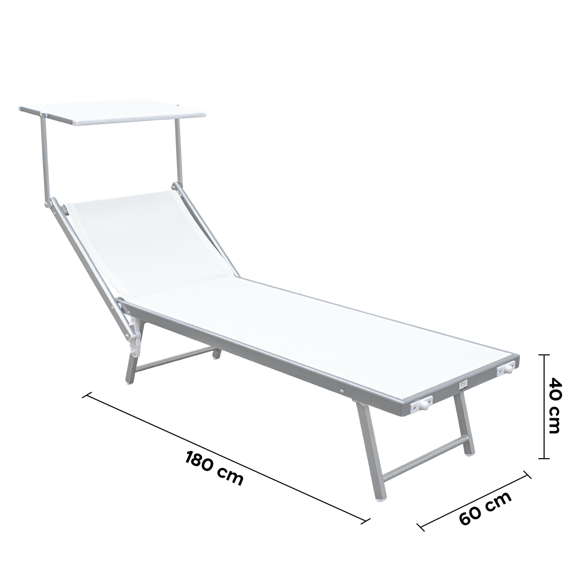 Lit de soleil LUXURIOUS avec parasol en aluminium, dossier inclinable 180x60x40