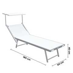 Lit de soleil LUXURIOUS avec parasol en aluminium, dossier inclinable 180x60x40