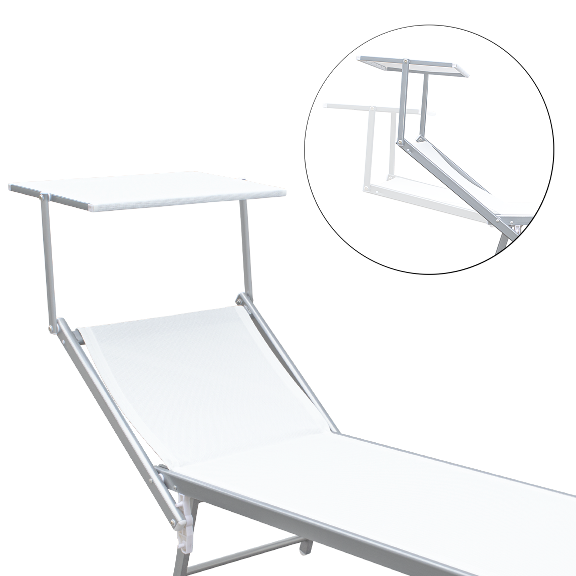 Lit de soleil LUXURIOUS avec parasol en aluminium, dossier inclinable 180x60x40