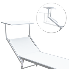 Lit de soleil LUXURIOUS avec parasol en aluminium, dossier inclinable 180x60x40